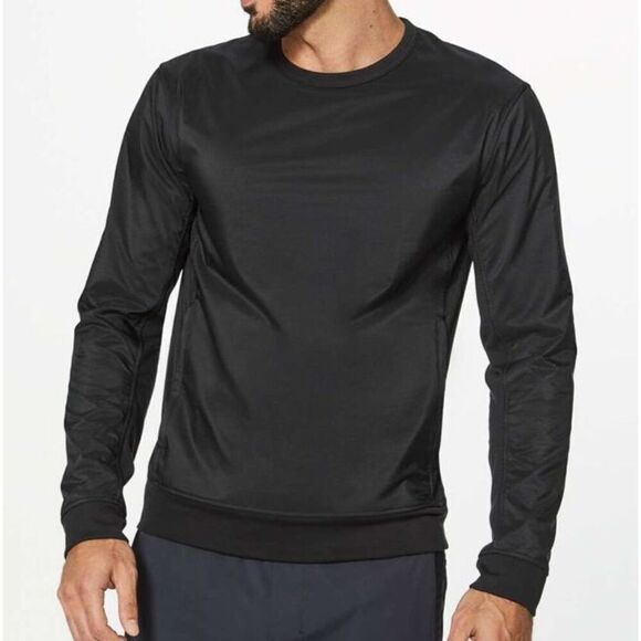 54- Lululemon black ALL THE RANGE LONG SLEEVE wind proof Shirt TOP men sz M - Picture 1 of 6